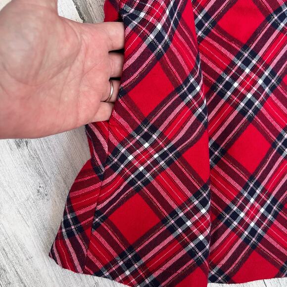 H&M Dress Girls 7-8 Red Plaid Flannel Sleeveless Bow Lined Holiday Party Classic - Picture 5 of 8
